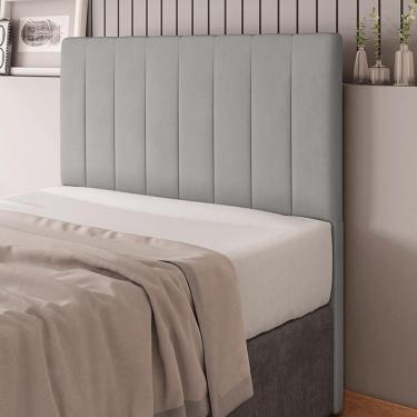 Imagem de Cabeceira Cama Box Casal Ivana 140cm Veludo Prata - Abmaza