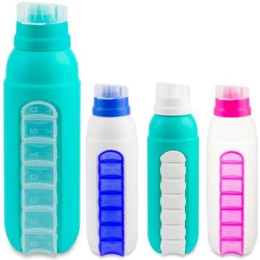 Imagem de Kit 2 Garrafa De Plastico Pp Com Porta Comprimidos 730Ml - Plasduran