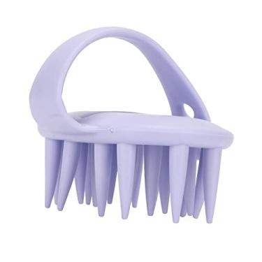 Imagem de Escova de banho de silicone Escova de shampoo para purificação corporal Cabo ergonômico Limpeza profunda Massagem esfoliante do couro cabeludo para viagens em casa Material de (Roxa)