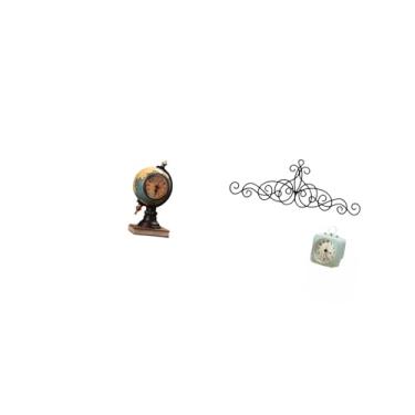 Imagem de Fenteer Relógio de Mesa Moderno com Globo Terrestre E Decoração de Parede em Metal com Arabescos Florais, Ideal para Escritório, Quarto, Prateleira, Pátio, Am