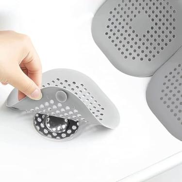 Imagem de 3 peças coletor de cabelo para ralo de chuveiro, rolha de banheira, protetores de ralo doméstico, capa de pia de armadilha de água para banheiro, banheira e cozinha