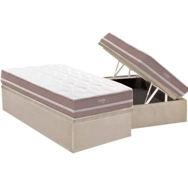 Imagem de Conjunto Box Baú Solteiro: Colchão Molas Herval Maxspring Livorno + Base Crc Suede Clean (88x188)