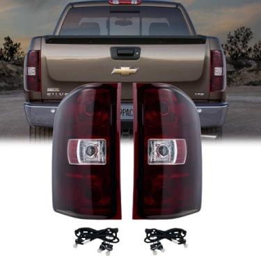 Imagem de WEISIGAO Luzes traseiras compatíveis com Chevy Silverado 1500 2500HD 3500HD 2007-2014 (apenas novo estilo de carroceria 2007), GMC Sierra 2012-2014; 1 par (esquerda + direita), (vermelho escuro com
