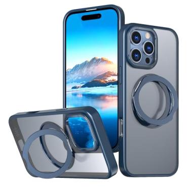 Imagem de XKchatpt Mag-Stand Capa magnética com anel rotativo de 360° para iPhone 16 ProMax; [Compatível com Magsafe] Capa de silicone rígido transparente à prova de choque com suporte de anel para iPhone 16