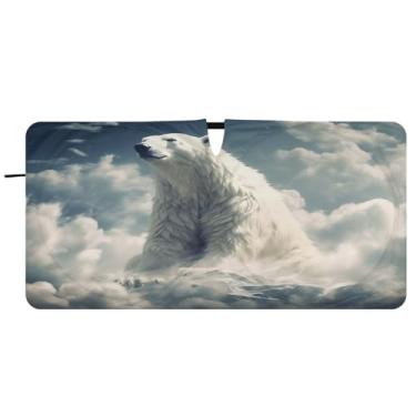 Imagem de Blueangle Pára-brisas com pintura de ursos polares - 149.9 cm x 76.2 cm dobrável carro janela frontal blocos para-sol raios UV viseira de sol (236)