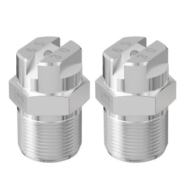 Imagem de Skweawert Ponta de pulverização de ventilador plano de 65 graus, rosca macho 1/4 BSPT de 3,6 mm de diâmetro do orifício, bocais de pulverização de aço inoxidável para vassoura de água e limpador de