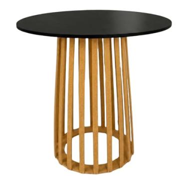 Imagem de Mesa Buffet Ripada 80x80cm Para Festas Eventos Casamento Aniversário Bolo Doces Rústico Decoração Balcão Mdf Jt Home (TAMPO PRETO)