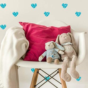 Imagem de Adesivo de Parede Infantil Coração Azul Poá Bolinhas