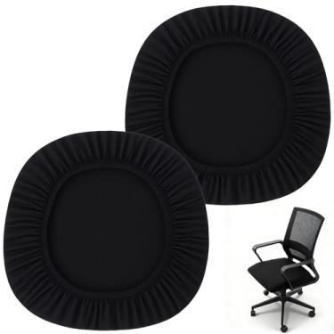 Imagem de 2 peças capa de cadeira de computador capa de assento de cadeira de escritório extensível apenas elástico elastano elástico elástico cadeiras de mesa de computador capas de almofada de assento