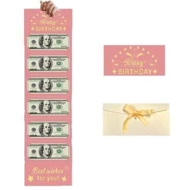 Imagem de Envelope de dinheiro de feliz aniversário para presentes em dinheiro, envelope surpresa para homens, mulheres e crianças, papel revestido preto dourado porta-dinheiro cartão de presente para homens