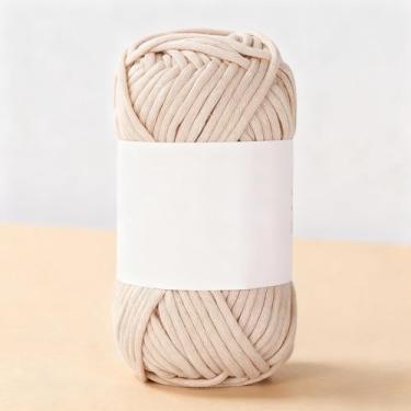Imagem de Fio tubular - 1 pacote de 100 g - 72% algodão 28% nylon - nº 5 volumoso - 100 m - para tricô, crochê e amigurumi (03 bege)