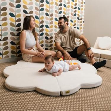 Imagem de Tatame Infantil Flowerpad – Tapete Infantil em Tecido Macio e Acolchoado com Design Modular - Little Duck (Linho)