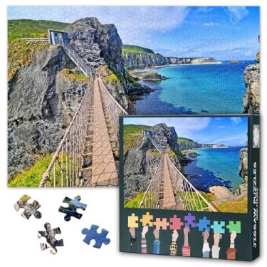 Imagem de Quebra-cabeças para adultos 1000 peças, quebra-cabeça de ponte de corda de rede, quebra-cabeça adulto da Irlanda do Norte para adultos, jogos educativos divertidos ou brinquedos para amigos idosos 50
