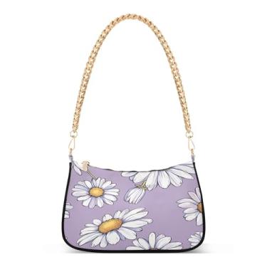Imagem de CEBUGI Bolsas transversais femininas bolsa de ombro margarida branca bolsa clutch elegante com alça de corrente