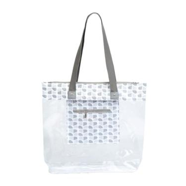 Imagem de Bolsa de Praia e Piscina Impermeável com Zíper e Bolso Interno, Azul Claro, Sacola Tote (Impermeável Transparente, Cinza Assencio)