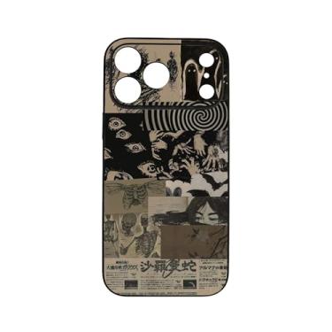 Imagem de qizjio Capa de telefone japonesa vintage à prova de choque protetora escura estética colagem anime capa de telefone para iPhone 17 Pro Max