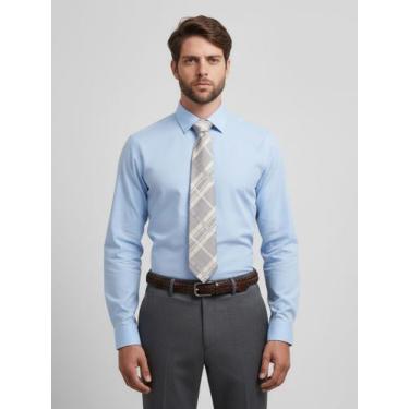Imagem de Camisa Social Masculina Azul Claro Manga Longa Slim Fit Elegante - Pth