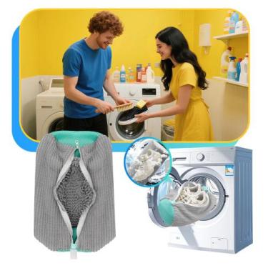 Imagem de Saco Para Lavar Sapato Tênis Máquina de lavar Limpeza Anti Deformação 