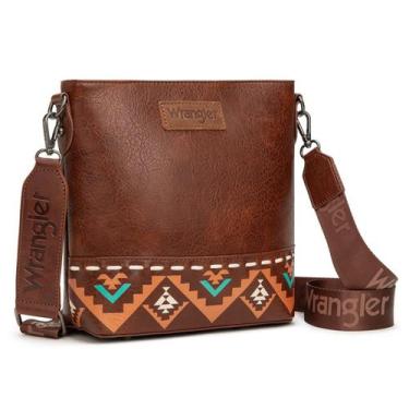 Imagem de Bolsa tiracolo Wrangler Aztec Brown Vegan Leather Feminina - Montana W