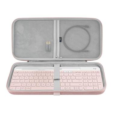 Imagem de GEEKRIA Estojo de transporte para teclado, bolsa de viagem protetora rígida, compatível com Logitech K580, K585, MK470, MK470 Slim teclado e mouse sem fio combo (rosa)