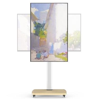 Imagem de AOKCOS Suporte de TV alto com rotação de 90° e inclinação de 12°, suporte de TV móvel ajustável de 10 alturas para TVs de 32 a 65 polegadas, carrinho de TV de retrato/paisagem para estúdio de