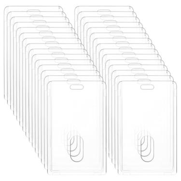 Imagem de MAYJOYDIY 30 porta-crachás verticais de identificação, à prova d'água, transparente, porta-crachás de acrílico, para escola, escritório, hospital, exposição, cartões de crédito