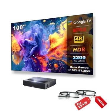 Imagem de [Kit] Formovie Theater PREMIUM Projetor Ultra Curto + NothingProjector Tela 100" ALR CLR, Google TV Netflix, 4K UHD Laser, 2200 ISO Lumens, Rejeição de Luz, Dolby 2x15W, 80-150", Cinema em Casa