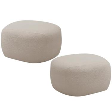 Imagem de Kit 02 Puffs Decorativo Orgânico Para Sala de Estar Living Barolo L06 Bouclê Bege - Lyam Decor
