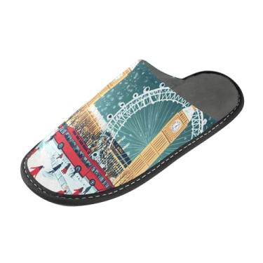 Imagem de ODAWA Pantufa feminina outono cachorro casa floresta chinelos masculinos inverno casa sapatos internos e externos, Patinadores festivos de Londres, 6.5-7