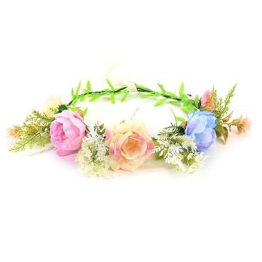 Imagem de Tiara com coroa de flores brilhantes – faixa de cabeça floral iluminada com luzes que mudam de cor, acessórios de cabelo para festivais, festas de Halloween, cosplay