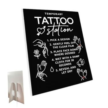 Imagem de Placa de estação de tatuagem temporária – Decoração de loja de tatuagem de PVC com instruções, instruções de aplicação de tatuagem de 26 x 35 cm, ideal para festas e eventos