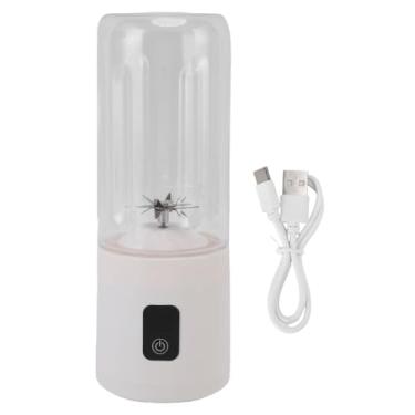 Imagem de Alomejor Liquidificador Portátil, Liquidificador de Smoothie Recarregável USB de 500 Ml Com Bateria de 1500mAh para Viagens de Ginástica Em Casa Shakes Shakes Mixing de Proteínas (Branco)