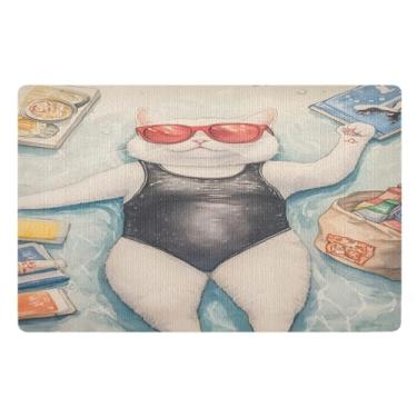 Imagem de Tapetes de natação fofos para ambientes externos absorventes de porta traseira, tapetes de porta para entrada interna, decoração de varanda frontal