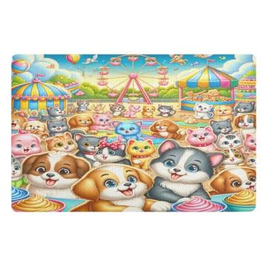 Imagem de Joisal Tapete de entrada para ambientes internos de animais fofos para casa caçador de sujeira tapete de boas-vindas interno, tapete de entrada ao ar livre 81 x 50 cm