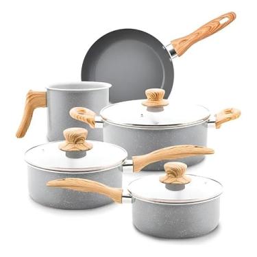 Imagem de Conjunto de panelas de cerâmica antiaderentes para fogão de indução