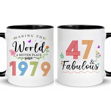 Imagem de Choinn 1979 Presentes de aniversário de 47 anos para mulheres e homens, presente de aniversário de 47 anos, caneca de café para mãe, pai, avó, vovô, ideias de presentes de aniversário de 47 anos, Dia