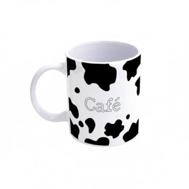 Imagem de Caneca de Porcelana Moo Vaquinha, Branca com Estampa Preta, 330ml, 9cm Altura