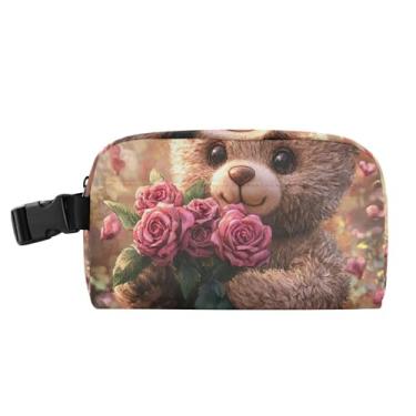 Imagem de TSENQUE Lancheira personalizada com ursinho de pelúcia rosa para meninos mulheres meninas lancheira térmica portátil floral infantil lancheira para trabalho