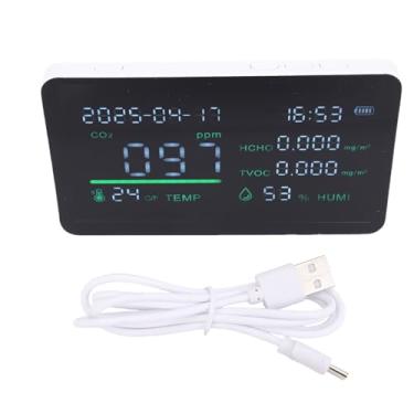 Imagem de Garosa Detector de Qualidade do Ar Testador de Qualidade do Ar Interno HCHO TVOC Monitor de Temperatura e Umidade Com Bateria Recarregável e Carregamento Tipo C para Salas de Estar