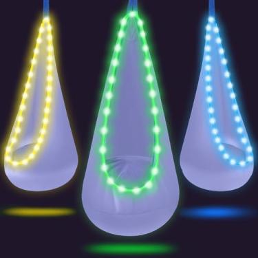 Imagem de Cadeira giratória iluminada para ambientes internos e externos, com luzes LED, macia e segura, capacidade de carga de 79,8 kg, fácil instalação, perfeita para quarto, jardim e sala de jogos (violeta)