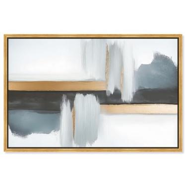 Imagem de Art Remedy Tela abstrata minimalista, 38.1 cm x 25.4 cm, moldura dourada, Azure Horizon II