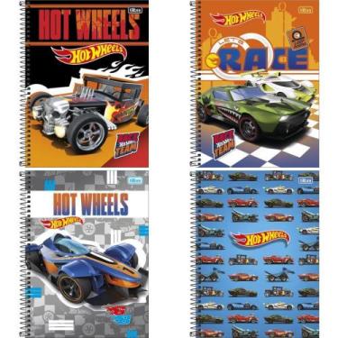 Imagem de Caderno 1X1 Capa Dura HOT Wheels FIT 80 Folhas Pacote com 4 Unidades -