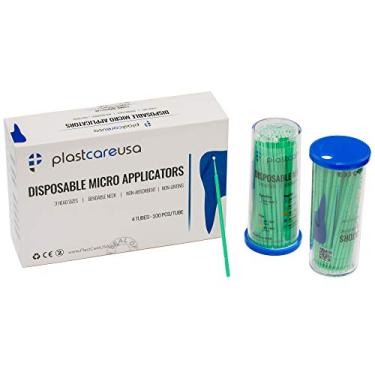 Imagem de PlastCare USA 400 Pincéis Micro Aplicadores Regulares-Microescovas Dentárias Descartáveis com Ponta Dobrável-Microswabs para Extensões de Cílios-Bastões Aplicadores Microbrush com Ponta de Algodão(Ver