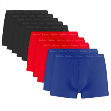 Imagem de Kit 10 Cueca Boxer Masculina Adulta Forro 100% Algodão Tecido Confortá