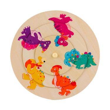 Imagem de Puzzle Toy Animal, tema de dinossauro de várias camadas, madeira para crianças