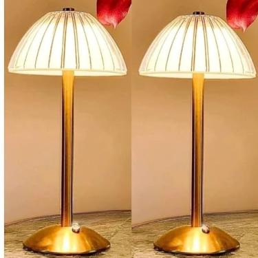 Imagem de Lâmpada De Mesa LED Portátil Sem Fio De Toque Recarregável USB Decoração Quarto Luz Noturna SimplesAbajur de Cabeceira(KIT 2*Modelo-D)