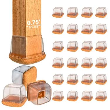 Imagem de HDbonemu Pacote Com 24 Protetores Pequenos De Silicone Para Pernas Cadeira, Pisos Madeira, Tampas Transparentes Feltro Envolto Evitar Arranhões E Ruídos, Capas Mesa Móveis (Quadradas, Tamanho: 1,25