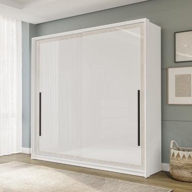 Imagem de Guarda Roupa Roupeiro 2 portas de correr 2 gavetas Valência Branco Politorno Móveis