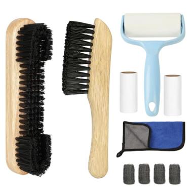 Imagem de AKLOT Conjunto de pincéis de mesa de bilhar para feltro, 5 kits de acessórios de limpeza de mesa de bilhar com 2 escovas de mesa de sinuca, 4 panos de polimento de virola, pano de limpeza de tacos