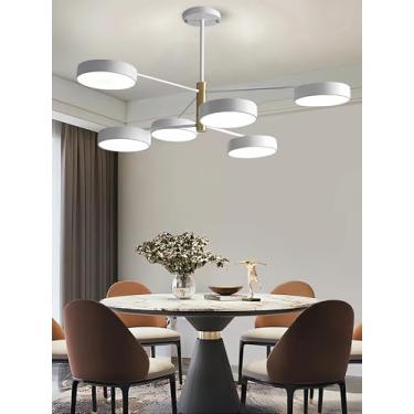 Imagem de Luminária de teto LED regulável com controle remoto, moderna e embutida, ideal para sala de estar, quarto, sala de jantar e outros ambientes (branca, 6 lâmpadas, estilo C).